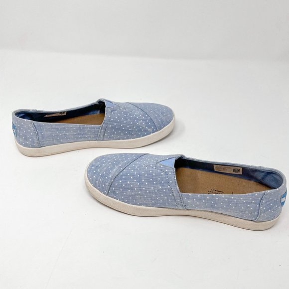 TOMS Womens Avalon Sneaker Shoe Blue Polka Dot Sz 6.5 - Picture 5 of 8